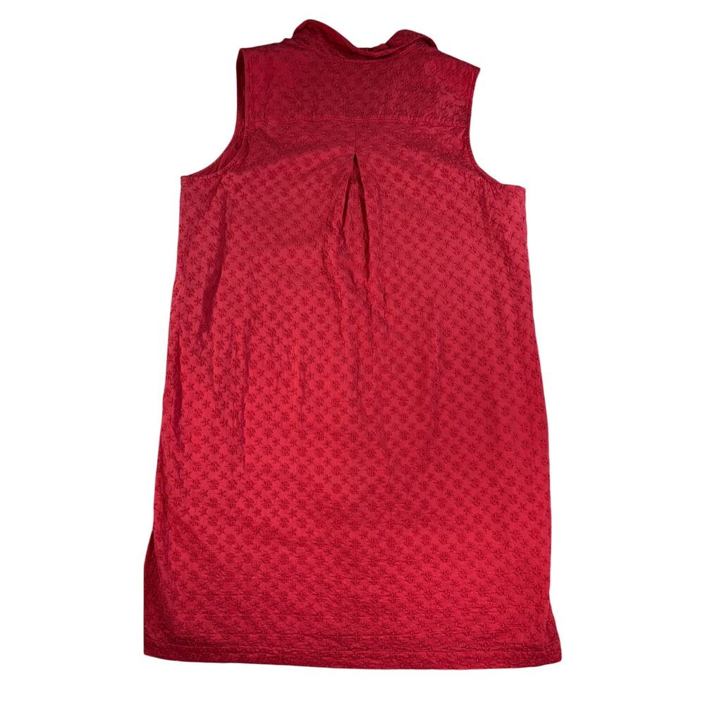 Liz Claiborne Dress Women Eyelet Sleeveless Shirt‎ Shift Summer Casual CORAL XL - Picture 2 of 10